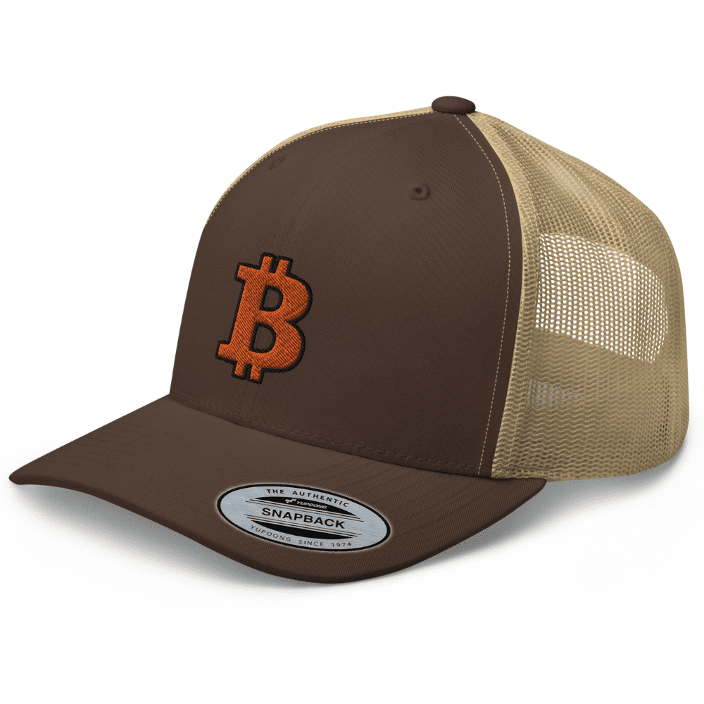 RIVEMUG BTC Bitcoin Trucker Hat Curved Bill Mid Crown Adjustable Crypto Cap  (Brown/ Khaki) - Walmart.com