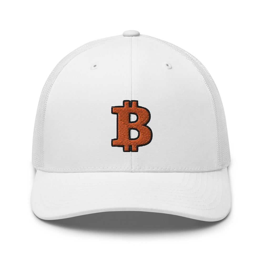 Yupoong Trucker Hat BTC Bitcoin Trucker Hat Curved Bill Mid Crown Norway  Charcoal Caps