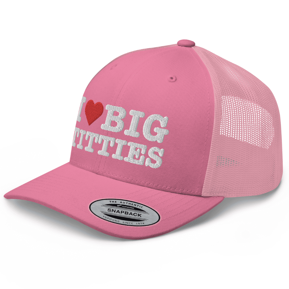 RIVEMUG I Love Big Titties Trucker Hat Curved Bill Mid Crown Adjustable Funny Cap (Pink