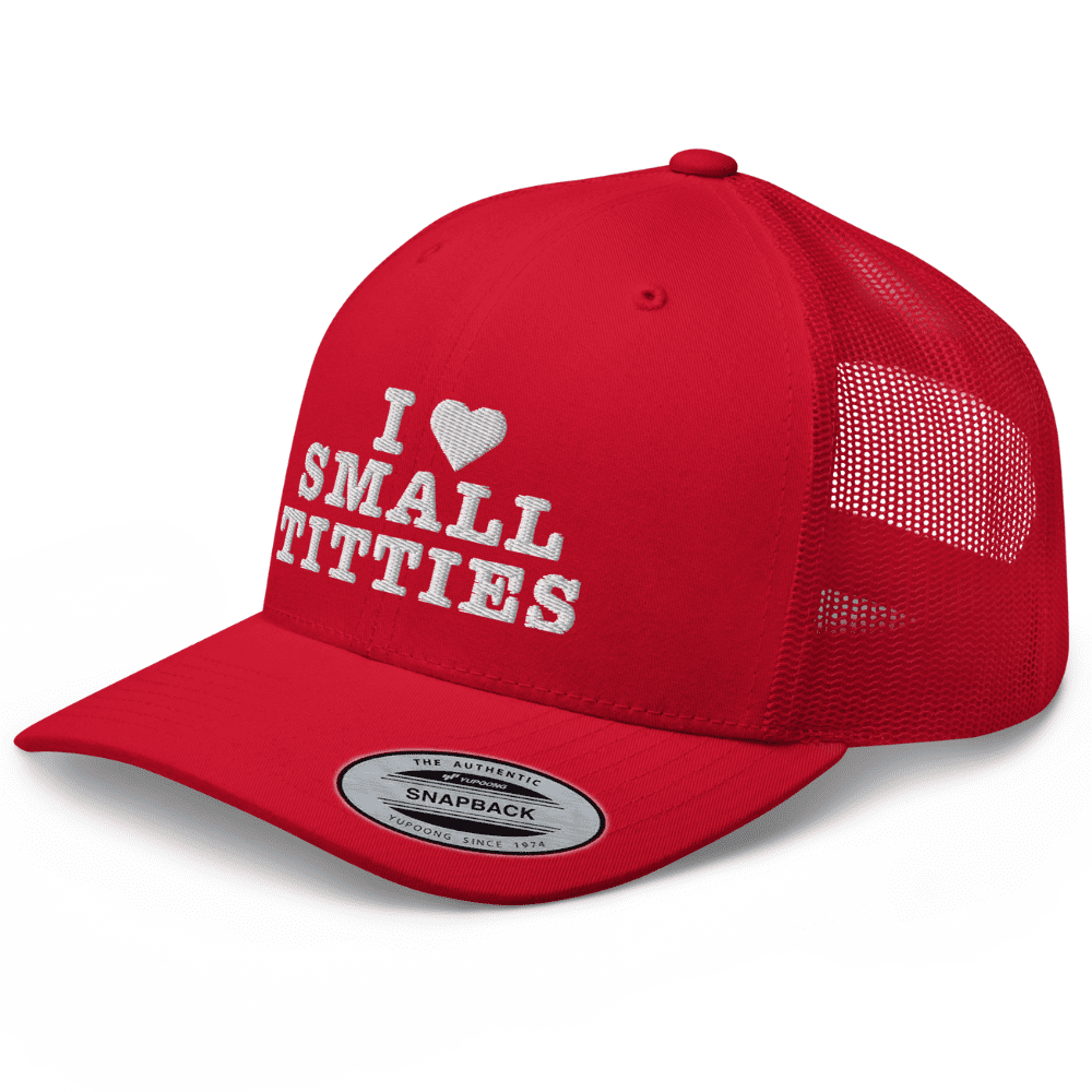 RIVEMUG I Love Small Titties Embroidered Curved Bill Trucker Hat Mid Crown Adjustable Funny