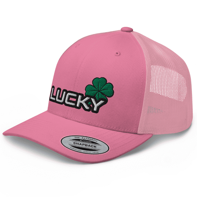 RIVEMUG Lucky Green Clover Trucker Hat 4 Leaf Shamrock Mid Crown Curved ...