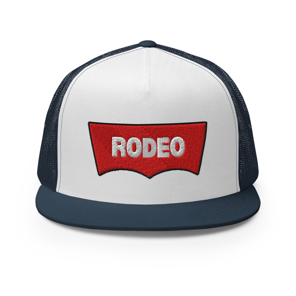 RIVEMUG NX Rodeo Embroidered Flat Bill High Crown Adjustable Rodeo ...