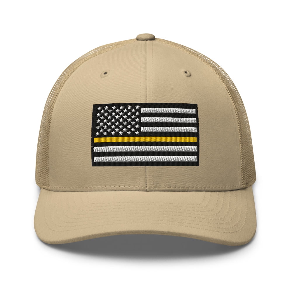 RIVEMUG NX Thin Yellow Line American Flag Embroidered Curved Bill ...