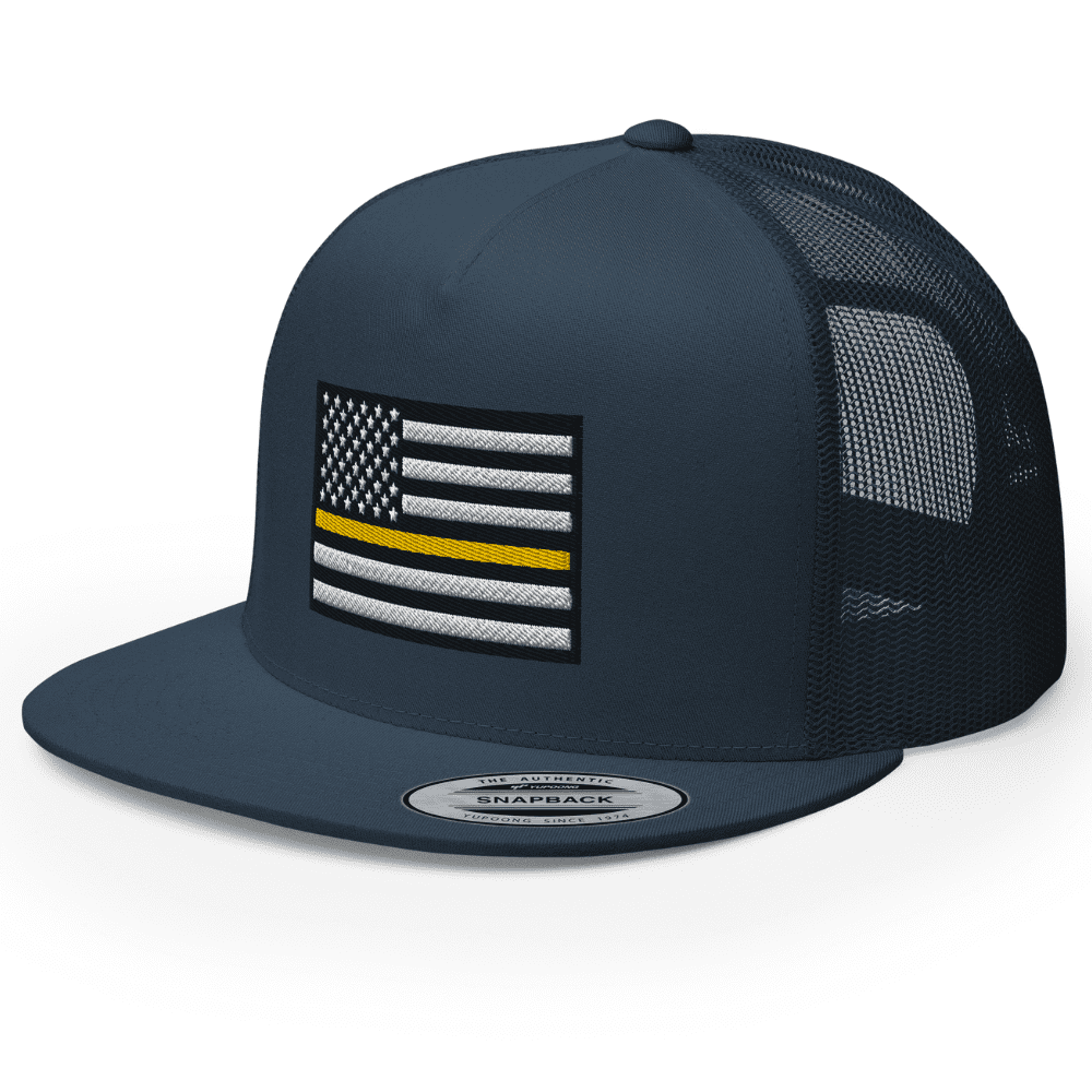 RIVEMUG NX Thin Yellow Line American Flag Embroidered Flat Bill Trucker ...