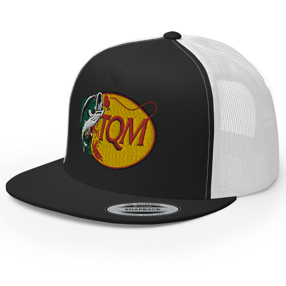 RIVEMUG TQM Embroidered Flat Bill Trucker Hat High Crown