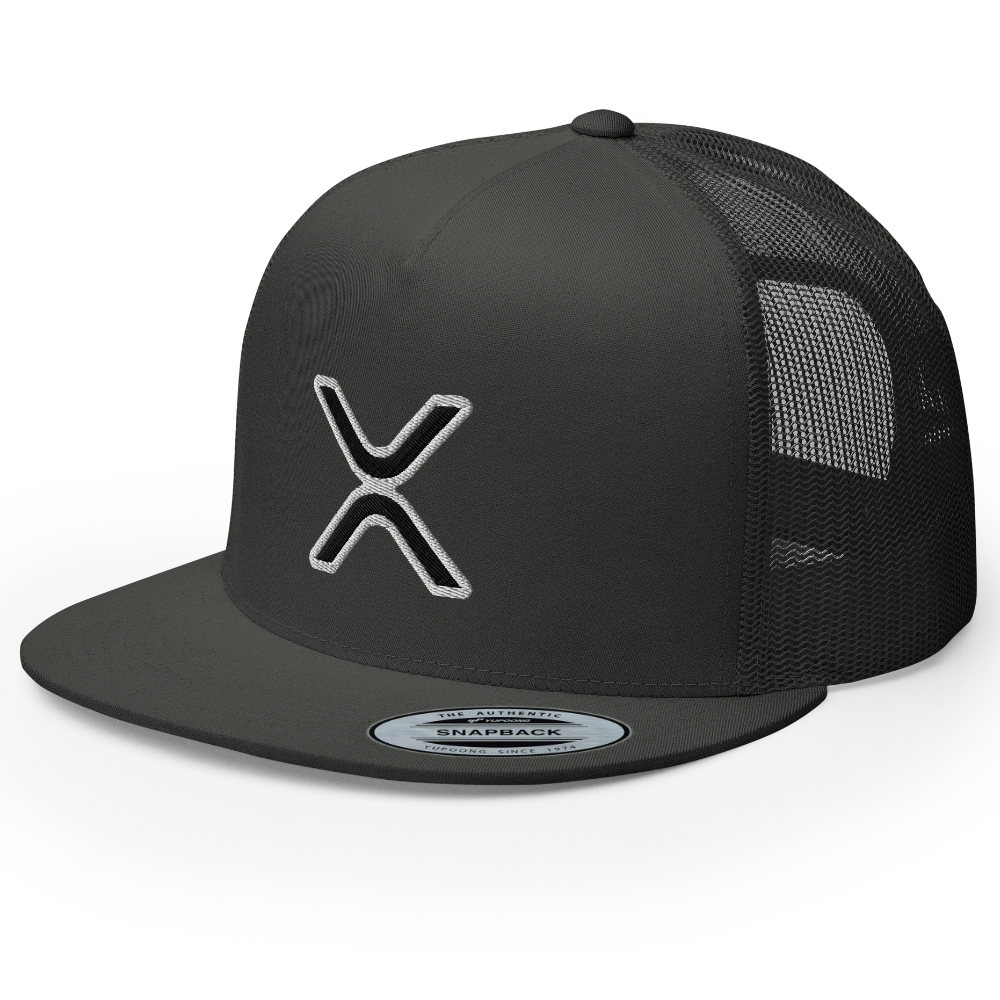 RIVEMUG XRP Logo Trucker Hat High Crown Flat Bill Adjustable Crypto Cap  (Navy/ White/ Navy) - Walmart.com