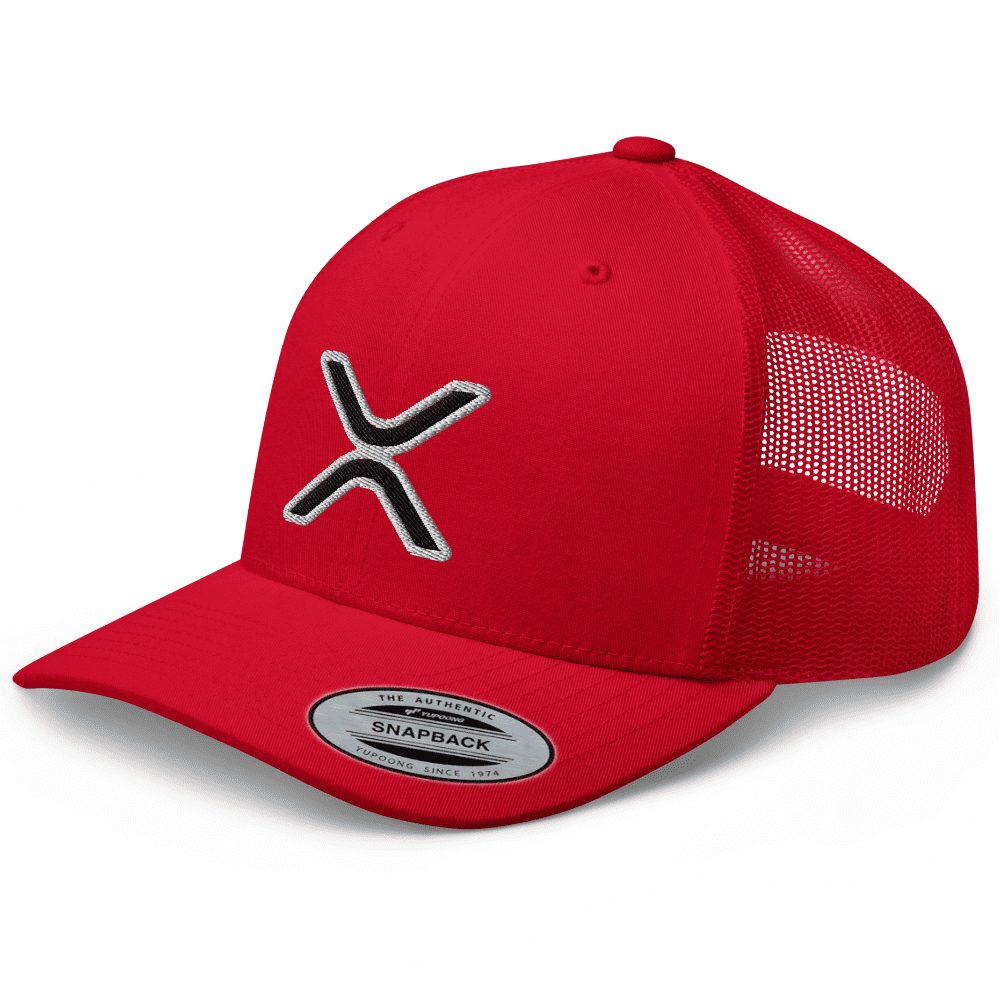 XRP Trucker Hat RIVEMUG XRP Logo Trucker Hat - Crypto Mid Crown Adjustable  Cap With Curved Bill Adjustable Mesh Hat