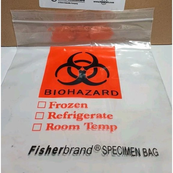 RIVEN- 100 Pcs 8" X 10" Biohazard Specimen Transfer Bag - Fisherbrand