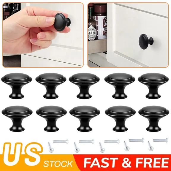 RIVEN- 10Pcs Cabinet Knobs Drawer Pulls Door Handles Home Kitchen Hardware Matte Black