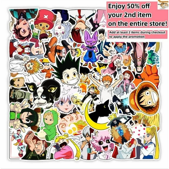 RIVEN- 50Pc Waterproof Vinyl Stickers Japan Anime Luggage Phone Laptop Water Bottle Car