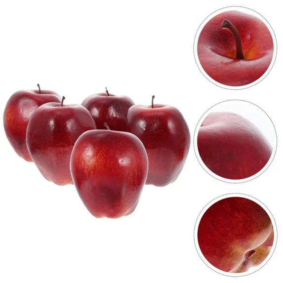 RIVEN- 5Pcs Artificial Red Apples Model For Home Decoration And Event Display