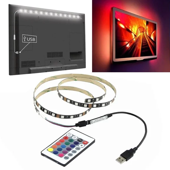 RIVEN- 5V 5050 60Smd/M Rgb Led Strip Light Bar Tv Back Lighting Kit+Usb Remote Control