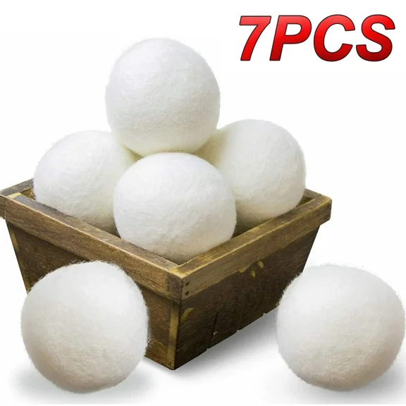 RIVEN- 7 Wool Dryer Balls 100% Organic Wool Natural Laundry Fabric Softener New Usa