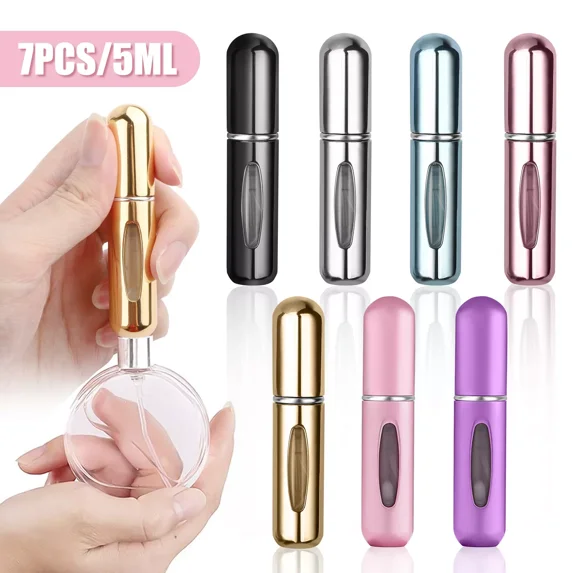RIVEN- 7Pcs Travel Mini Refillable Perfume Bottle Atomizer Portable Spray Scent Pump