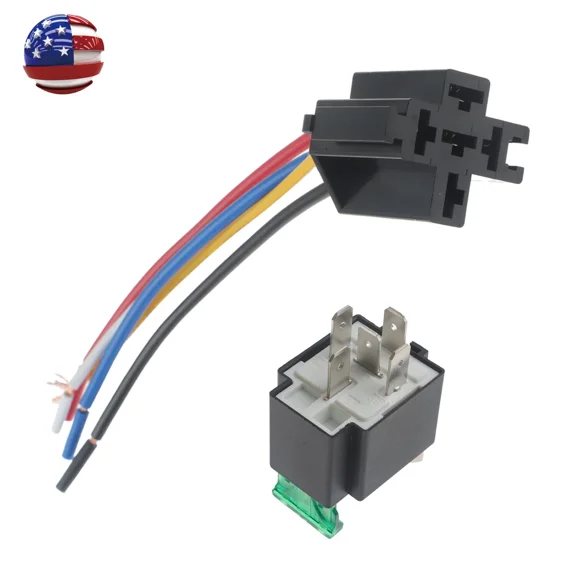 RIVEN- Aftermarket Audio Relay Switch Wiring 12V -30 Amp Fuse 144Awg Wire 5-Pin Relay