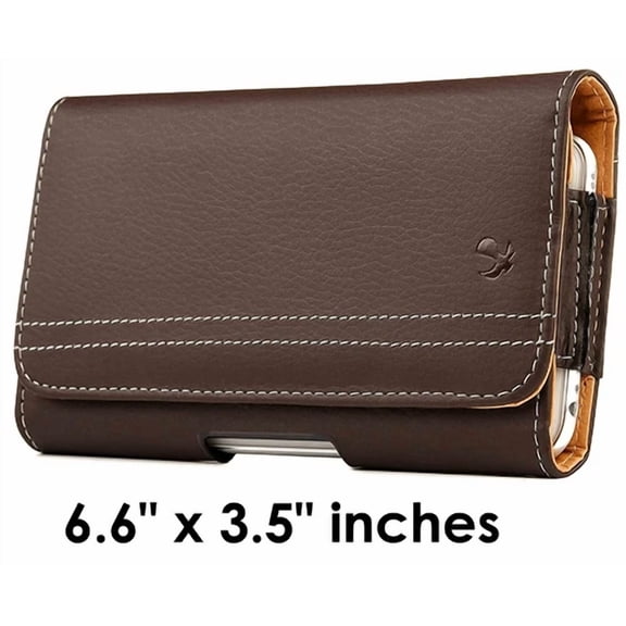 RIVEN- For Coolpad Legacy 6.36 - Brown Leather Pouch Belt Clip Holster Phone Case Cover