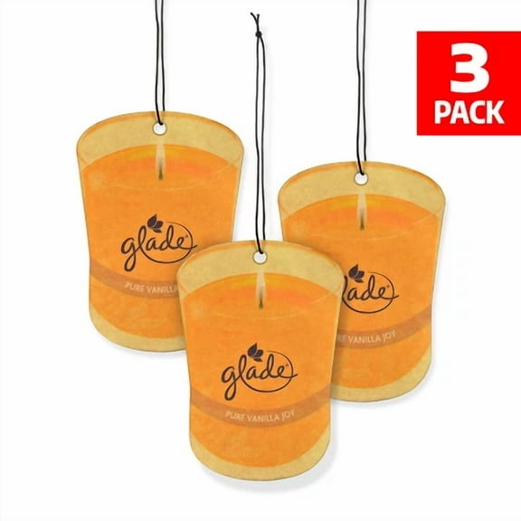 RIVEN- Glade Car Air Freshener 3-Pk Candle Design Glade Air Freshener, Pure Vanilla Joy