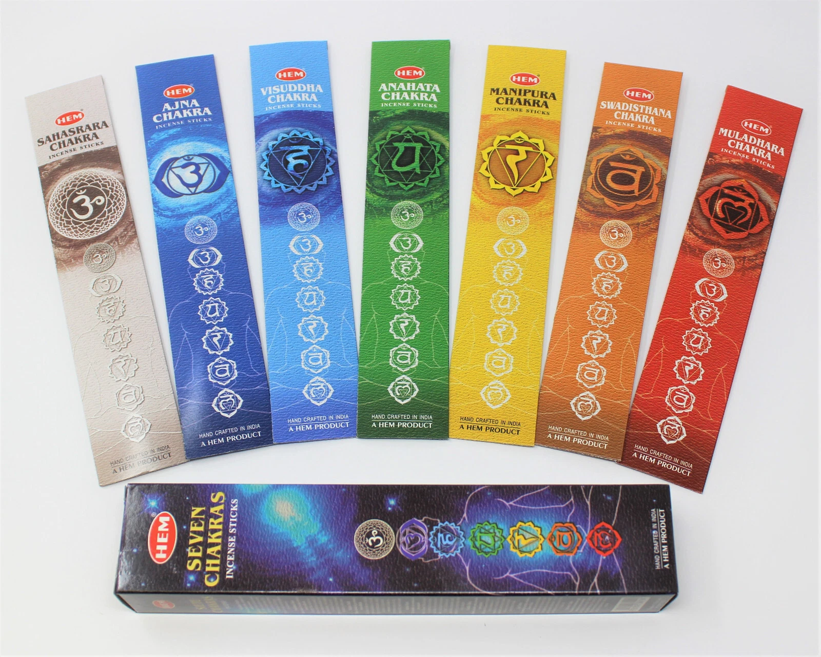 RIVEN- Hem Seven Chakras Incense: Box Of 7 X 5 Stick (35 Sticks Total ...