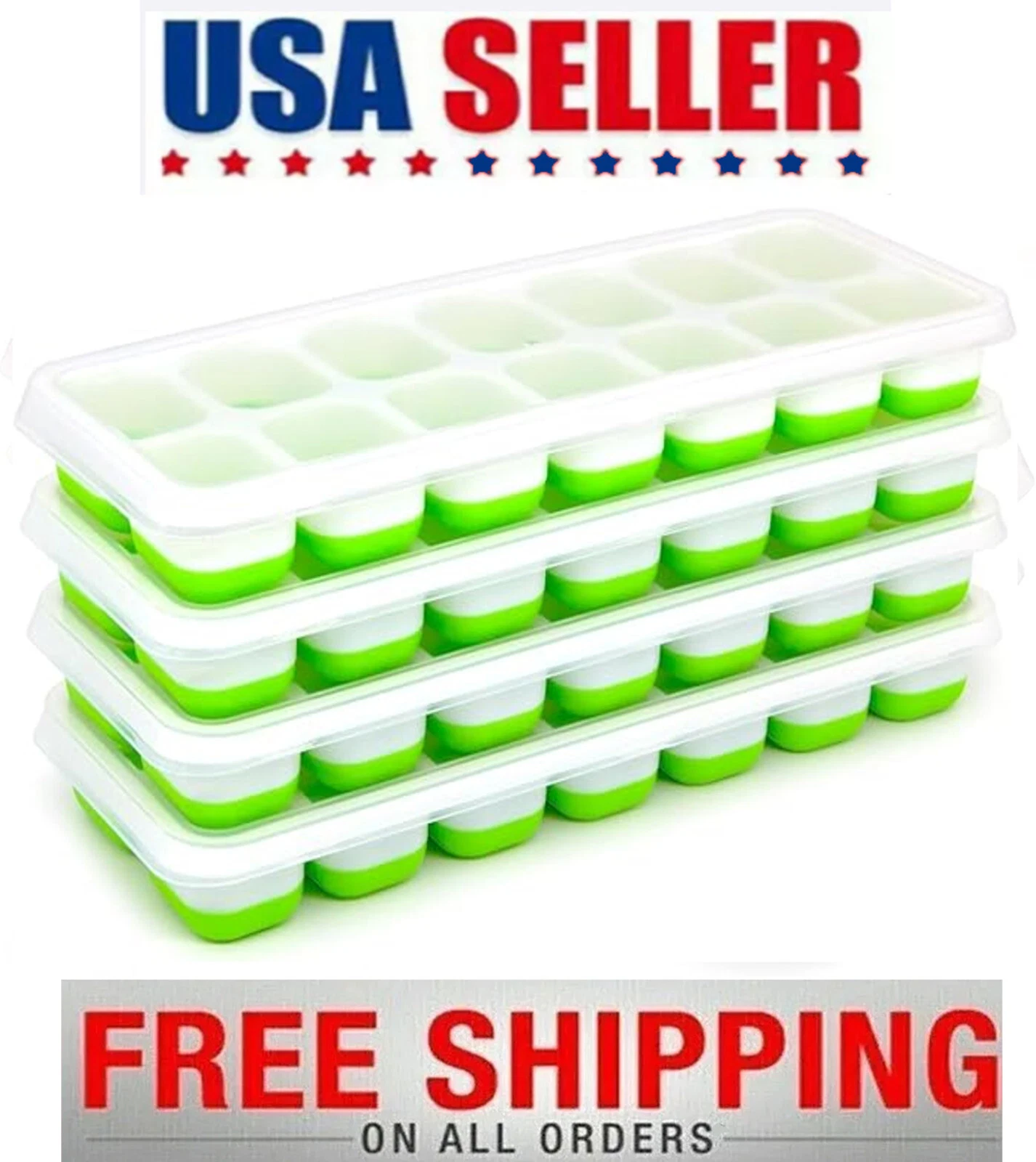 RIVEN- Ice Cube Trays (4 Pack), Bpa-Free, Easy Release Silicone W ...