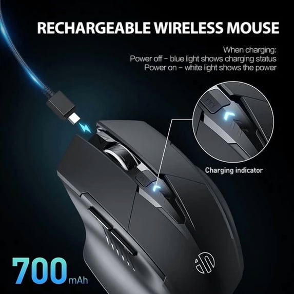 RIVEN - Inphic Rechargeable 2.4G Optical Wireless Mouse Cordless Mice Usb Nano Receiver