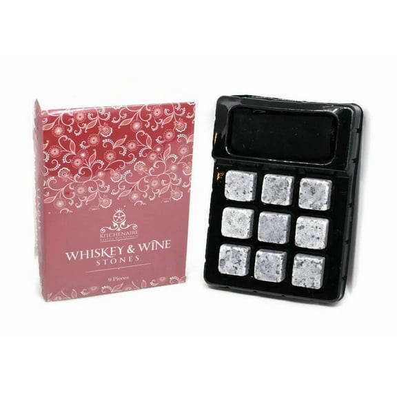 RIVEN- Kitchenaire Whiskey Stones Ice Cube Rocks 9 Reusable Whiskey Wine & Stones Set