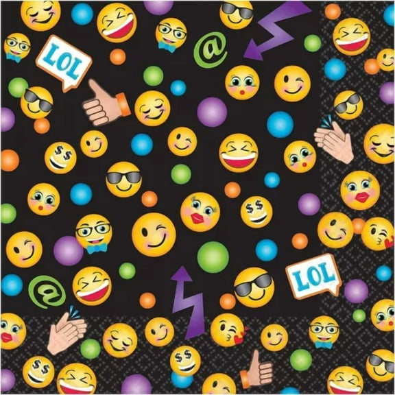 RIVEN- Lol Emoji Emoticons Cute Kids Birthday Party Paper Beverage Napkins