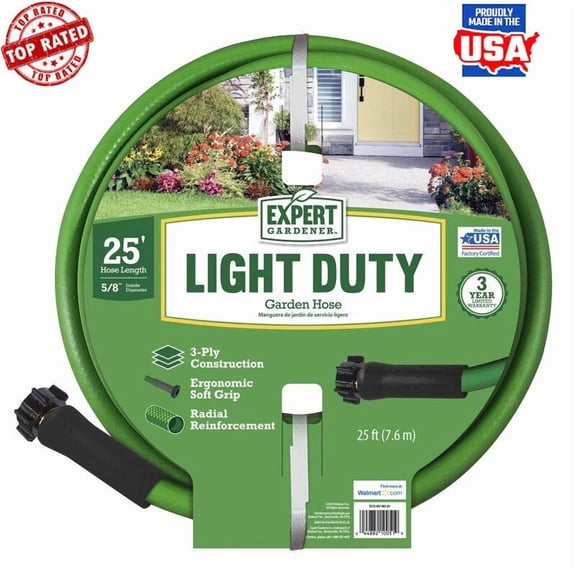 RIVEN- Nylon Reinforced Garden Hose 5/8" X 25' Water Pressure 200 Psi Couplings New