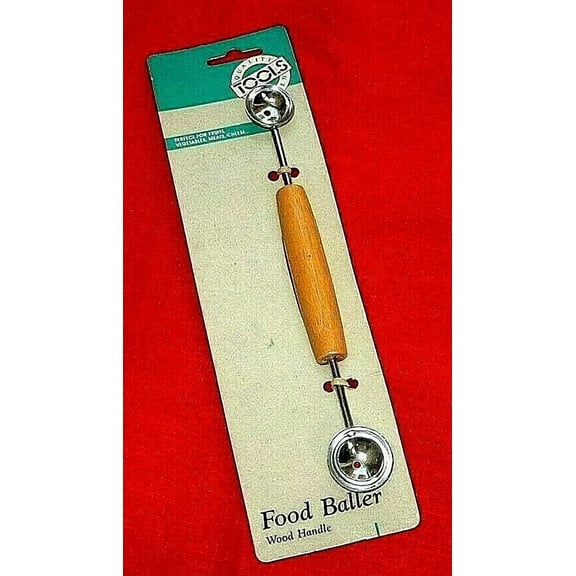 RIVEN- Quality Tools Food Baller Melon Scoop Double Sided Chrome Wood Handle 8In