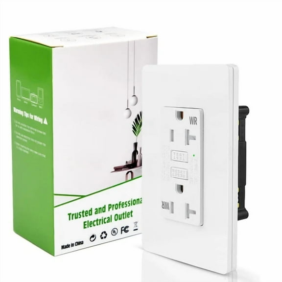RIVEN- Slim Gfi Outlet 20 Amp Wr Tr Gfci Receptacles With Plate For Kitchen Bathroom Us