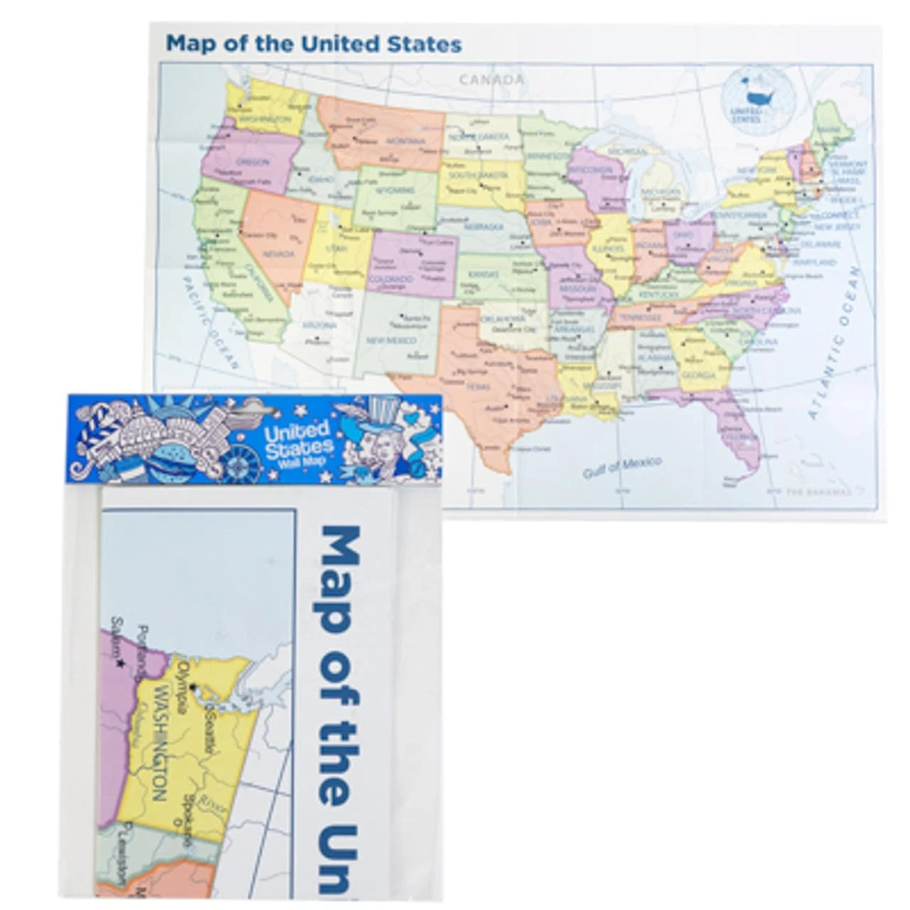 RIVEN- Superior Mapping Company United States Poster Size Wall Map 40 X ...