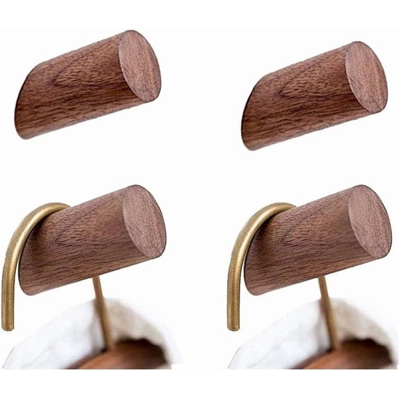 RIVEN- Wood Wall Hooks For Hanging Hat Coat Hangers Wooden Decorative Minimalist 4 Pack