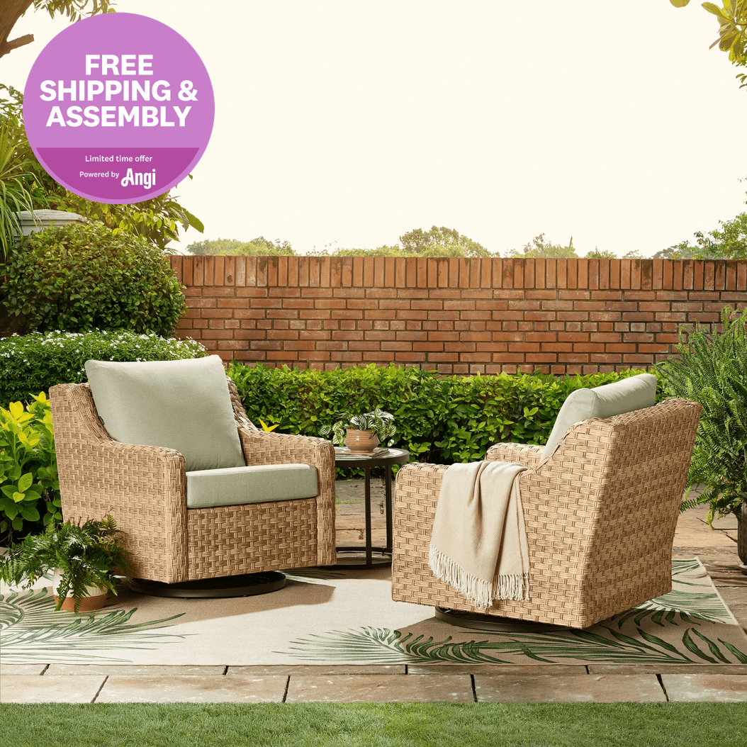 Better Homes & Gardens River Oaks Outdoor Swivel Gliders with Patio Covers, Set of 2, Green