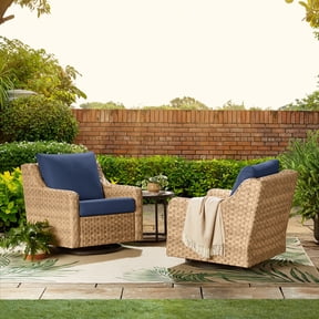 Better Homes & Gardens River Oaks Outdoor Swivel Gliders with Patio Covers, Set of 2, Navy