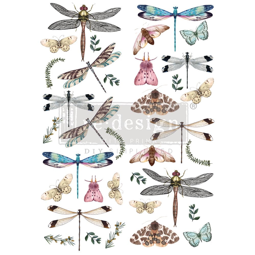 RIVERBED DRAGONFLIES REDESIGN WITH PRIMA RUB ON TRANSFER