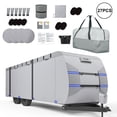 thumbnail image 1 of RIVERGRIT Travel Trailer RV Cover, Camper Cover Upgraded 7 Layers 18-20FT, RV Accessories for Windproof Waterproof with 2Pcs Extra Straps & 4 Tire Covers, Blue, 1 of 11