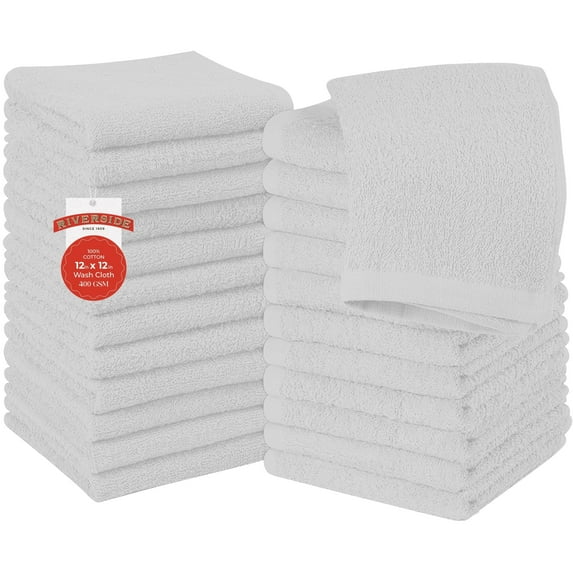 RIVERSIDE 10 Pack Washcloth 11x11 Soft Absorbent Cotton with Assorted Colors for Face, Body and Kitchen