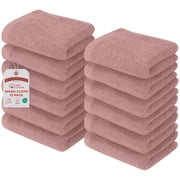 RIVERSIDE 12 Pack Luxury Washcloths 12x12 with Soft Cotton 400 GSM Quick Dry and Absorbent for Face & Body - Dusky Pink