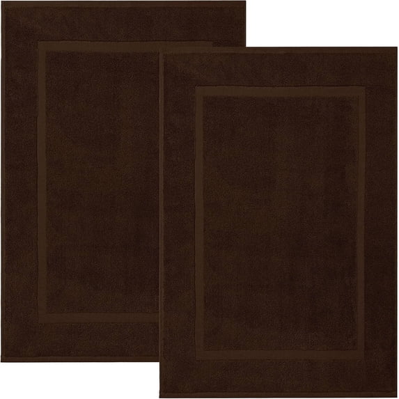 RIVERSIDE 2 Pack Brown Bath Mats 21x34 Soft and Absorbent Cotton Bathroom Rugs Set