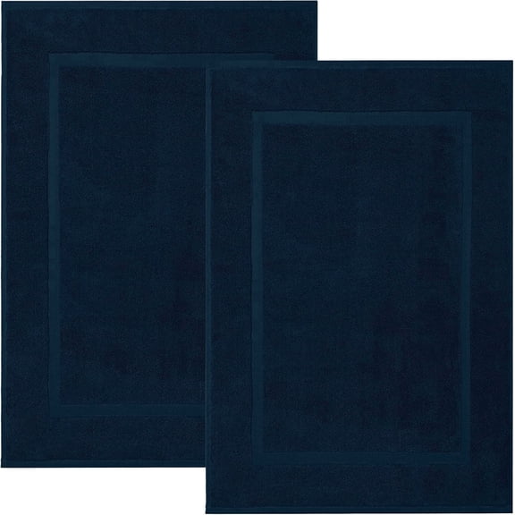RIVERSIDE 2 Pack Dark Blue Bath Mats 21x34 Soft and Absorbent Cotton Bathroom Rugs Set
