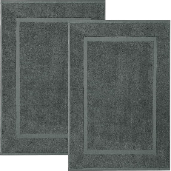 RIVERSIDE 2 Pack Gray Bath Mats 21x34 Soft and Absorbent Cotton Bathroom Rugs Set