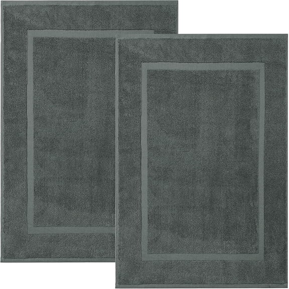 RIVERSIDE 2 Pack Gray Bath Mats 21x34 Soft and Absorbent Cotton Bathroom Rugs Set