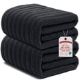 thumbnail image 1 of RIVERSIDE 2 Pack Oversized Bath Sheets 35x70 Soft and Absorbent 600 GSM Ribbed Cotton Towels - Charcoal, 1 of 9