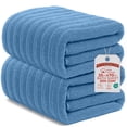 thumbnail image 1 of RIVERSIDE 2 Pack Oversized Bath Sheets 35x70 Soft Quick-Dry 600 GSM Ribbed Cotton Towels - Electric Blue, 1 of 8