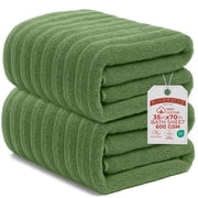 RIVERSIDE 2 Pack Oversized Bath Sheets 35x70 Soft and Absorbent 600 GSM Ribbed Cotton Towels - Sage