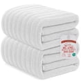 thumbnail image 1 of RIVERSIDE 2 Pack Oversized Bath Sheets 35x70 Soft Quick-Dry 600 GSM Ribbed Cotton Towels - White, 1 of 8