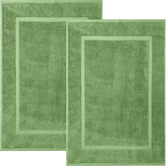 RIVERSIDE 2 Pack Sage Bath Mats 21x34 Soft and Absorbent Cotton Bathroom Rugs Set