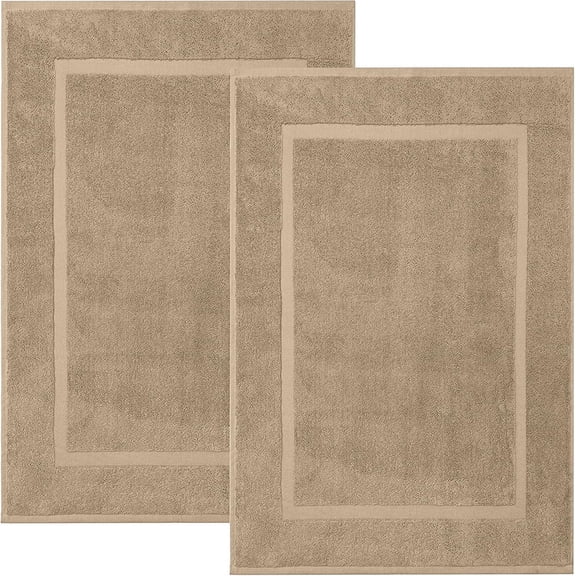 RIVERSIDE 2 Pack Tan Bath Mats 21x34 Soft And Absorbent Cotton Bathroom Rugs Set