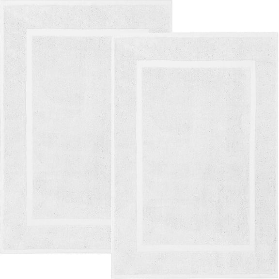 RIVERSIDE 2 Pack White Bath Mats 21x34 Soft and Absorbent Cotton Bathroom Rugs Set