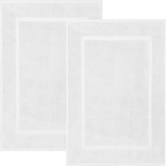 RIVERSIDE 2 Pack White Bath Mats 21x34 Soft And Absorbent Cotton Bathroom Rugs Set