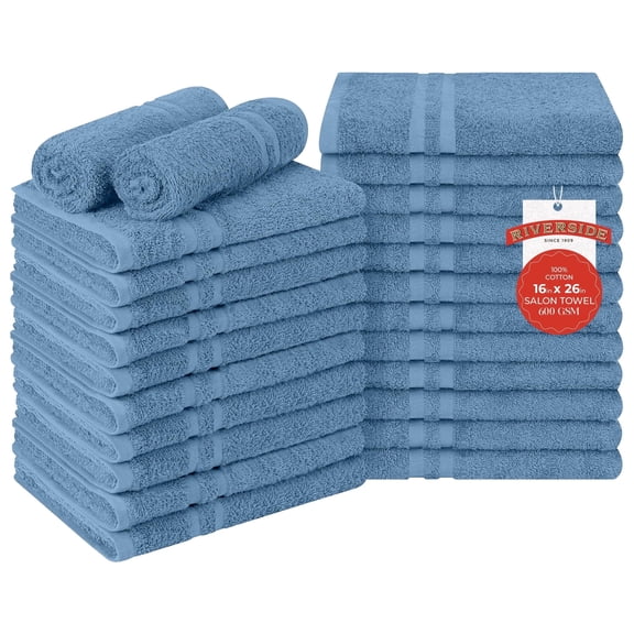 RIVERSIDE 24 Pack Salon Towel 16x26 Ultra Soft Absorbent Cotton Hand Towels for Salon and Spa - Electric Blue